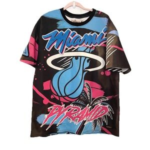 Miami Heat Pro Standard X Black Pyramid Shirt Mens M Sublimated AOP NBA